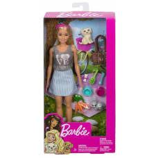 Кукла Barbie Блондинка с питомцами и аксессуарами FPR48