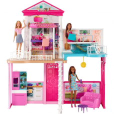 Набор игровой Barbie дом + куклы + аксессуары GLH56