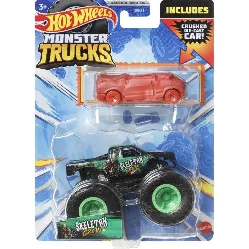 Машинка Hot Wheels Monster Trucks Skeleton Crew 1:64 плюс машинка HKM11