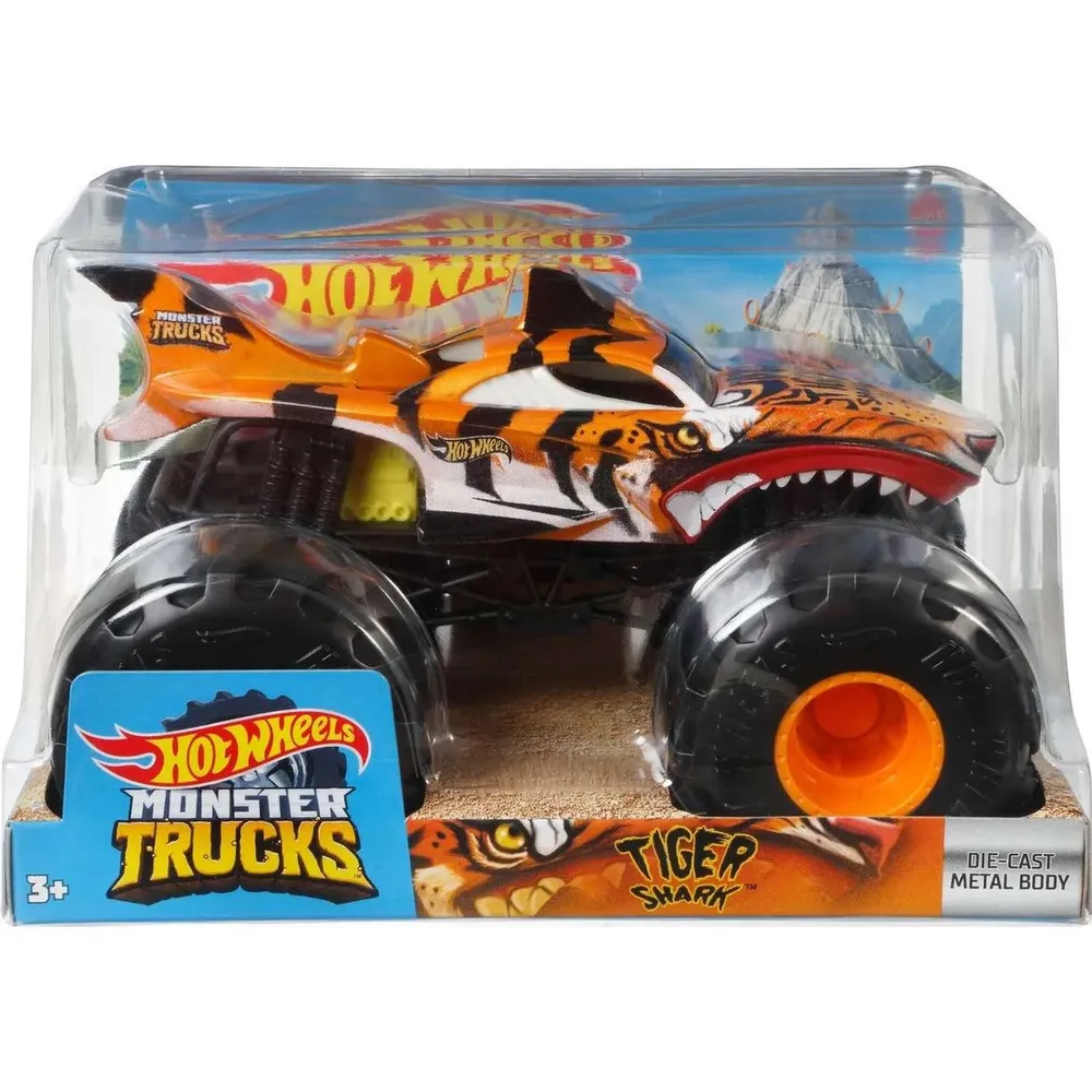 Машинка Hot Wheels Monster Trucks 1:24 Oversized Tiger Shark GWL14